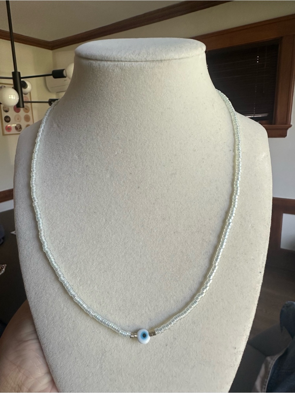 Dainty Evil Eye Light Blue Beaded Necklace